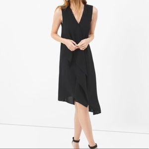 WHBM asymmetrical black vneck dress